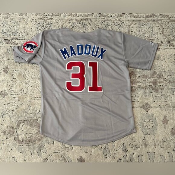 Majestic Authentic Chicago Cubs Greg Maddux #31 Gray Baseball Jersey Men’s Sz: L - Picture 8 of 9